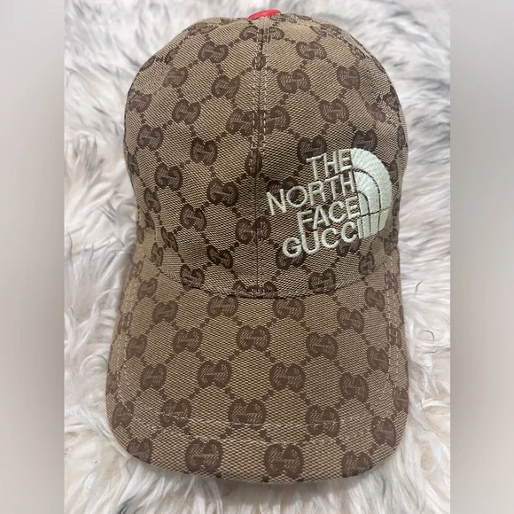 The North Face x Gucci - Brown Monogram Logo Baseball Cap - Size Medium - Picture 2 of 8